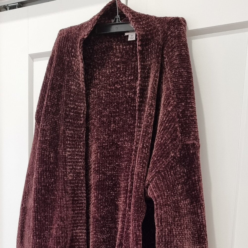 A New Day aubergine or Dark Purple soft cardigan sweater